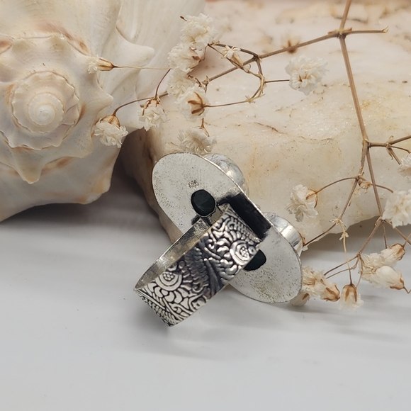 Silver 925 Ring Natural Jade Stone - Picture 3 of 12